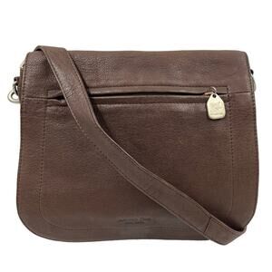 Kenneth Cole Womens Boho Vintage 90s Y2K Aged Leather Crossbody Flap Saddle Bag